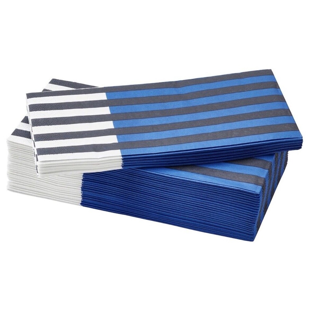 IKEA PALPFJÄRIL PALPFJARIL Paper Napkin, Stripe Blue/Black/White (205.535.75)